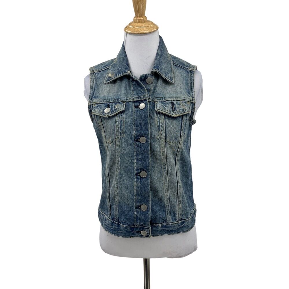 Gap 1969 Icon Jean Vest Womens XS Extra Small Button Up Cotton Denim Trucker